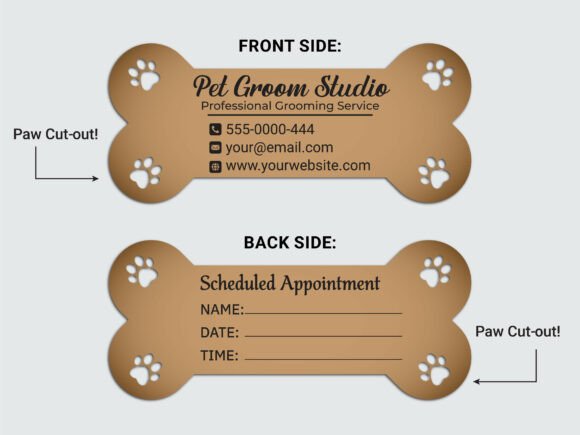 Bone Shaped Pet Grooming Business Card: A Cute and Professional Branding Solution