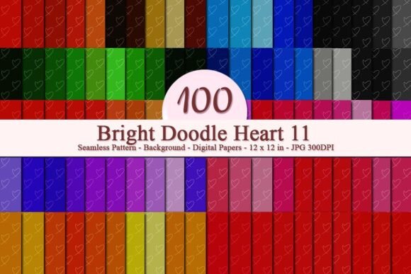 Bright Doodle Heart 11 Seamless Pattern for Creative and Business Use