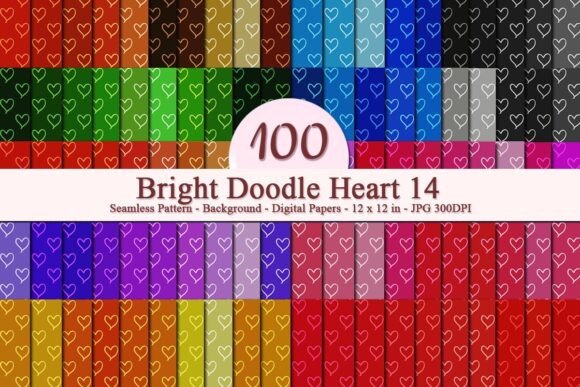 Bright Doodle Heart 14 Seamless Pattern: A Versatile Digital Design for Creative Businesses