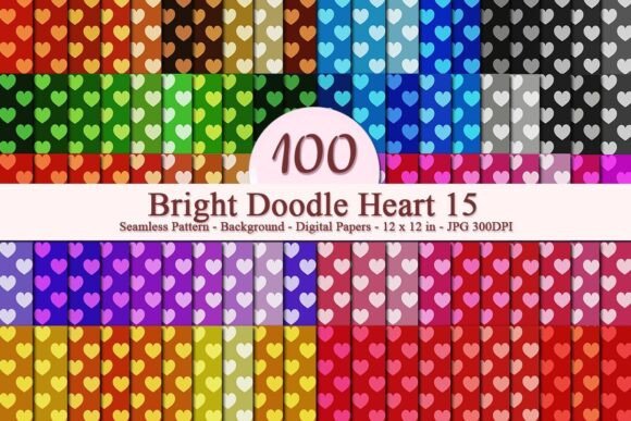 Bright Doodle Heart 15 Seamless Pattern: A Versatile Digital Design for Creative Projects