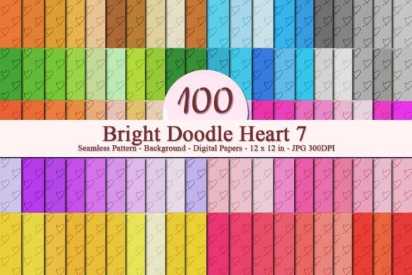 Bright Doodle Heart 7 Seamless Pattern: A Versatile Digital Design for Every Project