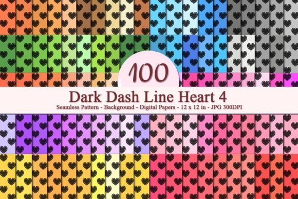 Dark Dash Line Heart 4 Seamless Pattern: A Versatile Digital Design for Modern Creatives