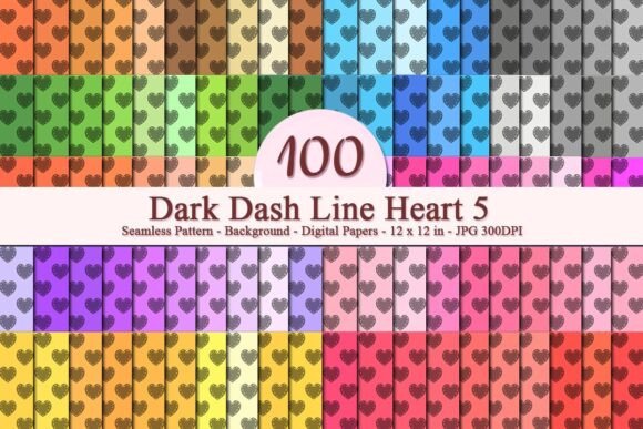 Dark Dash Line Heart 5 Seamless Pattern: A Versatile Digital Design for Creative Projects