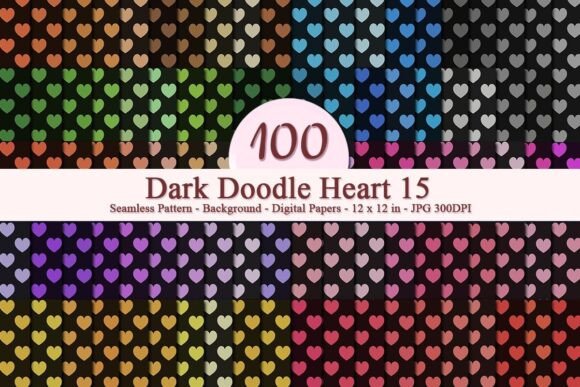 Dark Doodle Heart 15 Seamless Pattern: A Versatile Digital Design for Creative Businesses