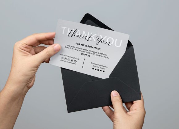 Grey Minimalist Business Thank You Card