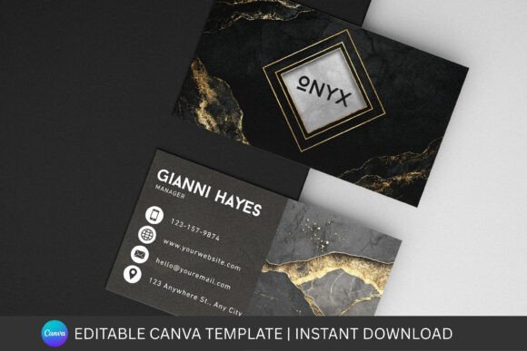Marble Business Card Canva Template