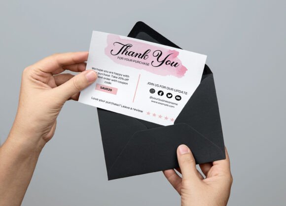 Pink Business Thank You Card Template