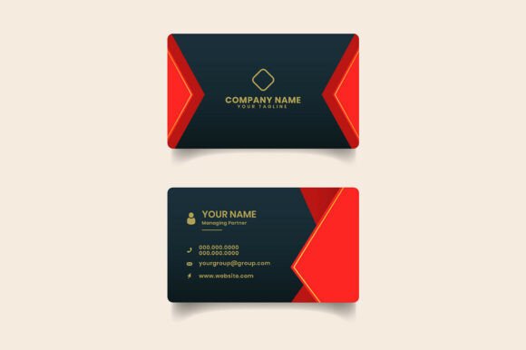 Red Gold Business Card Design Template