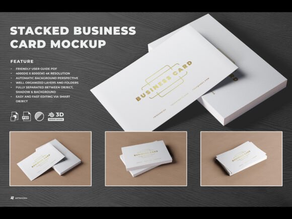 Stacked Business Card Mockup