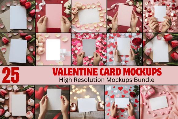 Valentine Card Mockups Bundle: Elevate Your Designs with Realistic Digital Mock-Ups